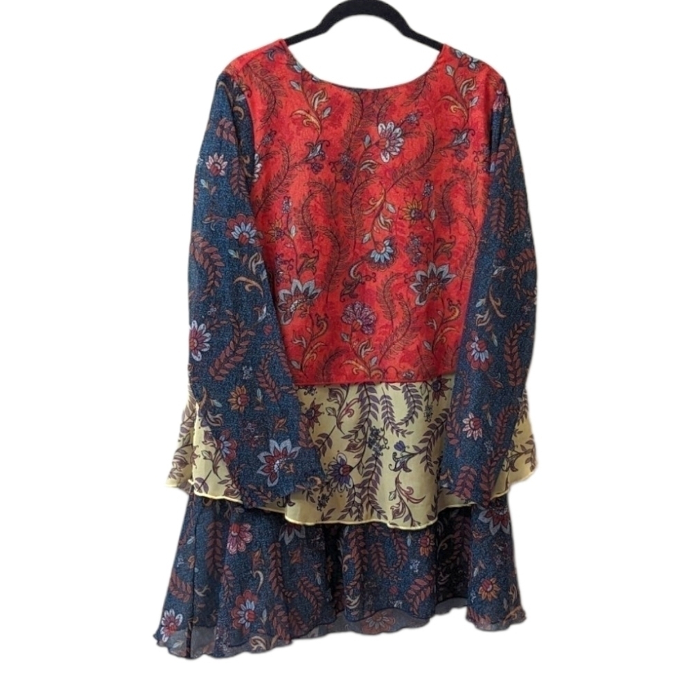 PARIS Hues Floral Layered Lagenlook Boho Lightweight Tunic (S)